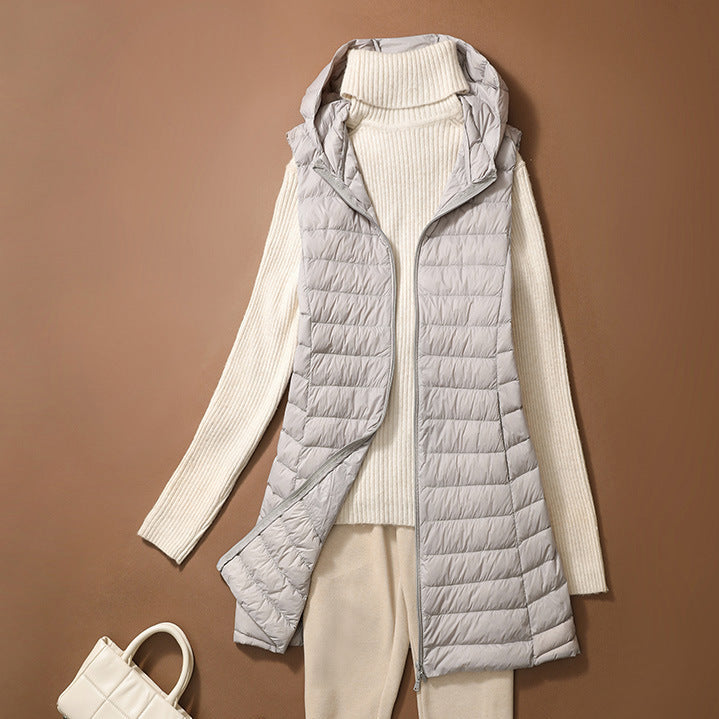 Gilet matelassé élégant avec capuche et coupe confortable
