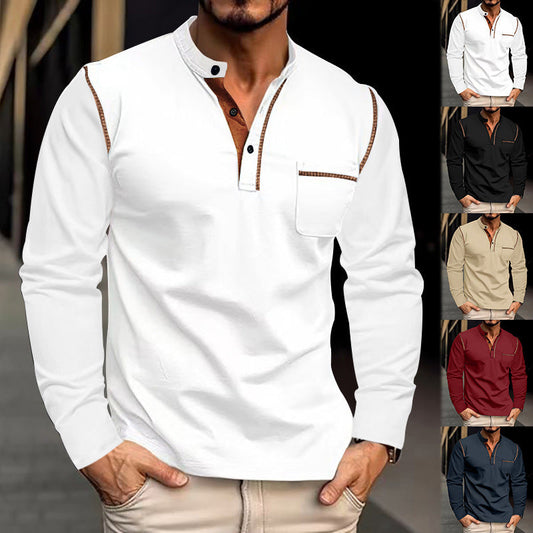 Herren Langarm-Shirt Modern Kontrast Design - IdealeKleiden