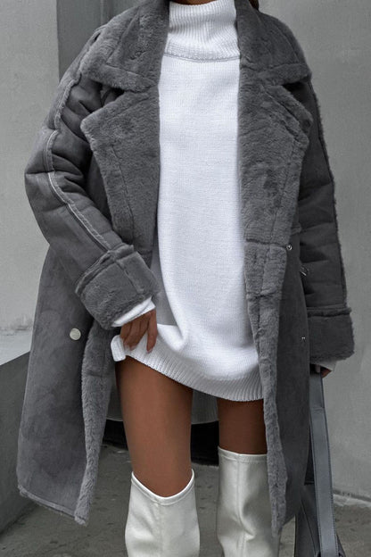 Manteau en cuir souple doublé polaire chaud