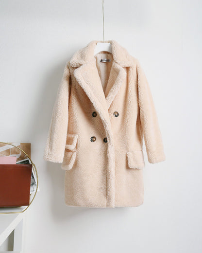 Manteau d'hiver chaud pour femme avec double boutonnage