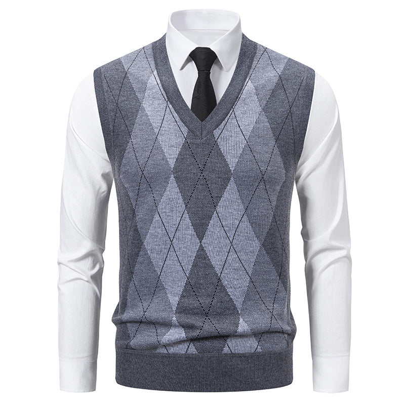Pull Homme Col V Losanges Classiques