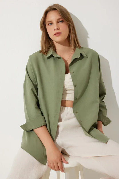 Blouse ample coton manches longues confort