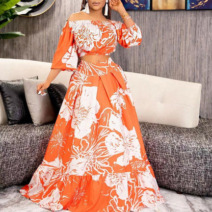 Robe longue femme manches tombantes jupe ample robe d'été