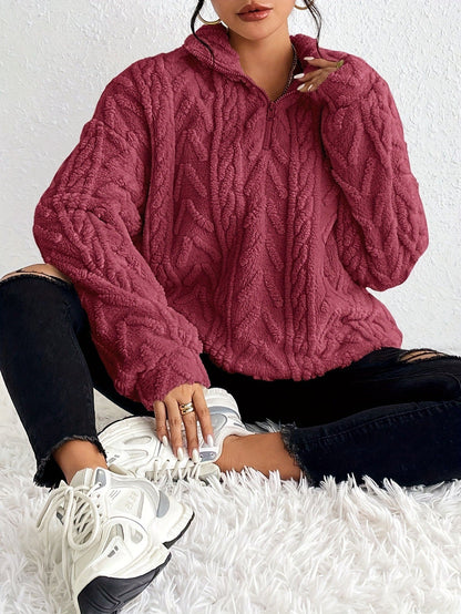 Pull femme polaire doux col montant moderne