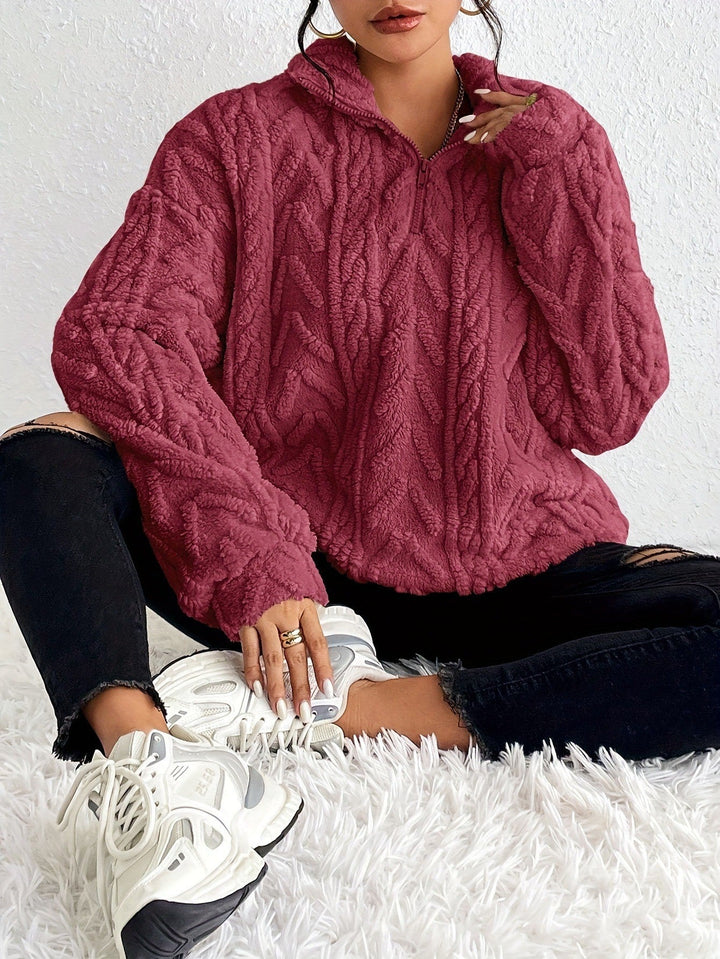 Pull femme polaire doux col montant moderne