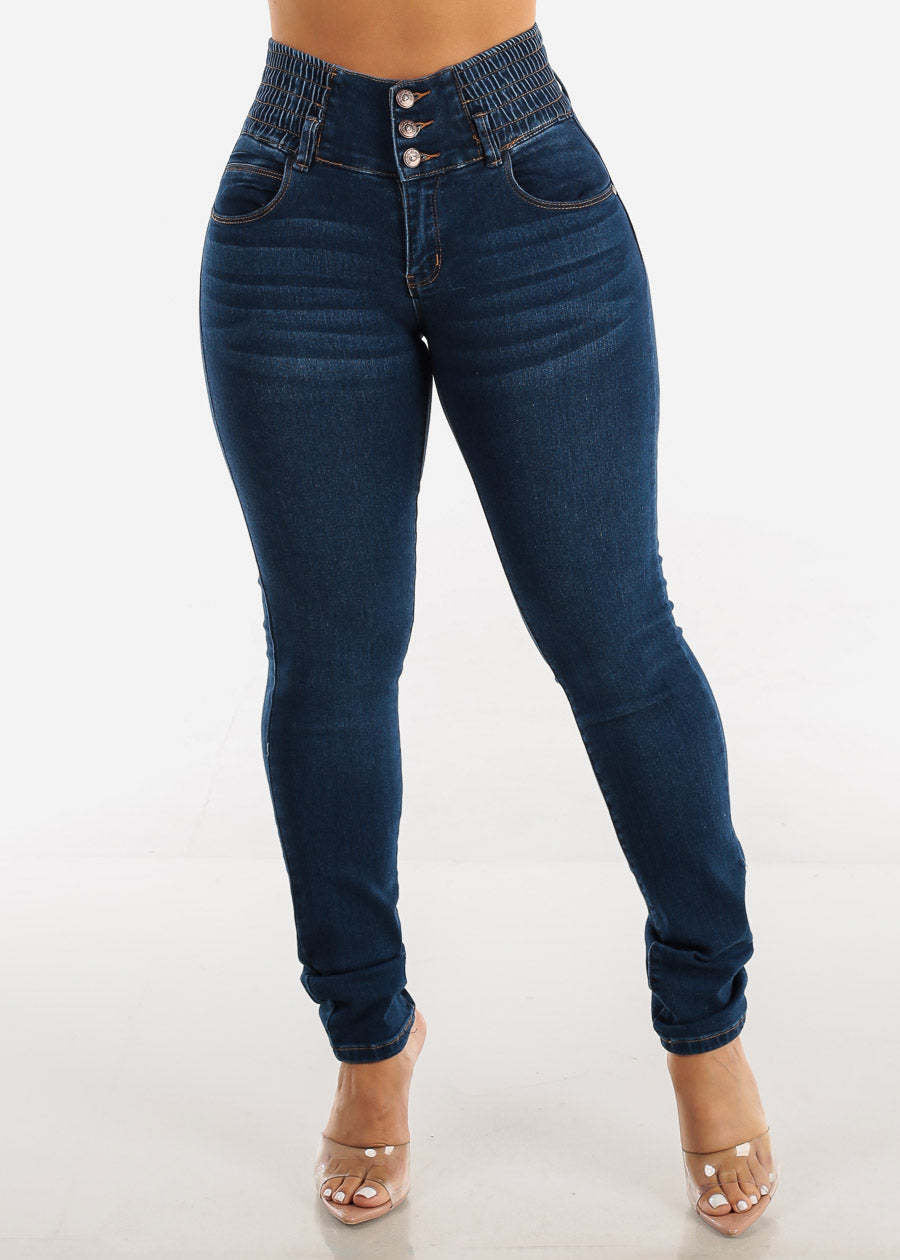 Jean skinny taille haute stretch élégant pour femmes