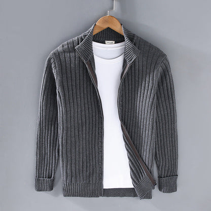 Pull en tricot de luxe pour homme avec fermeture éclair