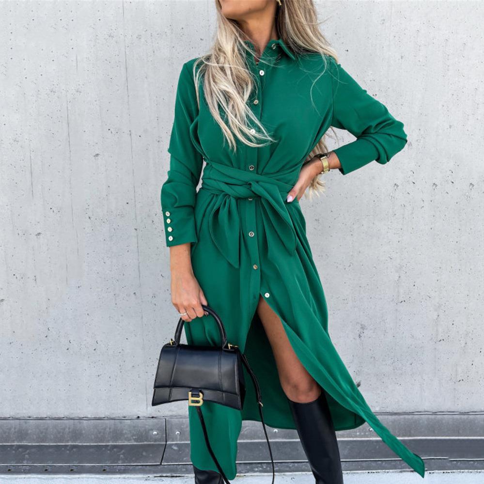 Robe d'été femme avec ceinture et fente latérale