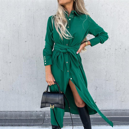 Robe d'été femme avec ceinture et fente latérale