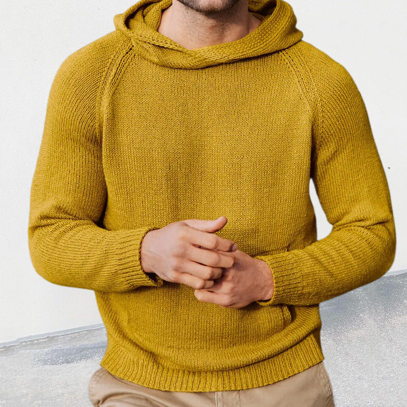 Pull en maille fine à capuche moderne pour hommes