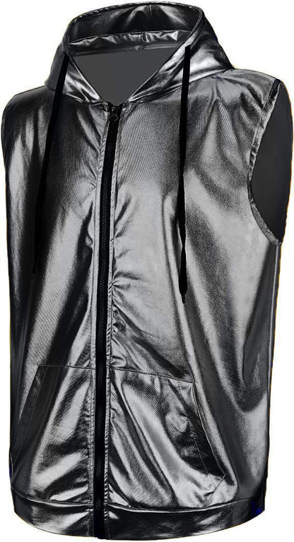 Veste à capuche homme Matière brillante Pratique