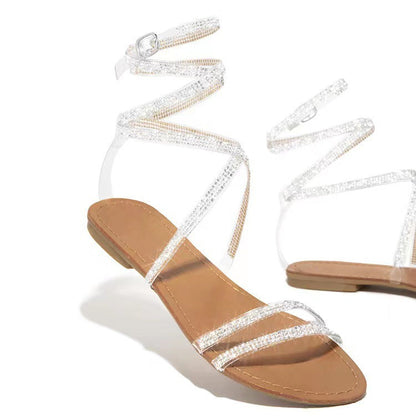 Sandales pour femmes paillettes strass chaussures de soirée