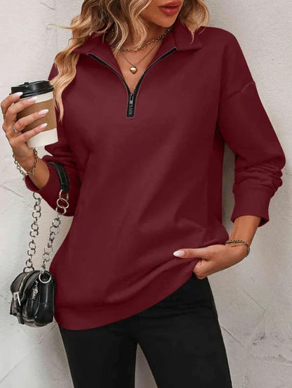 Sweat-shirt Femme Décontracté Fermeture Éclair Sportif