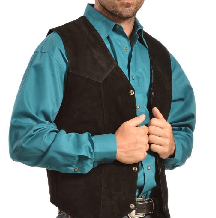 Gilet en cuir moderne pour homme avec poches et fermeture boutonnée