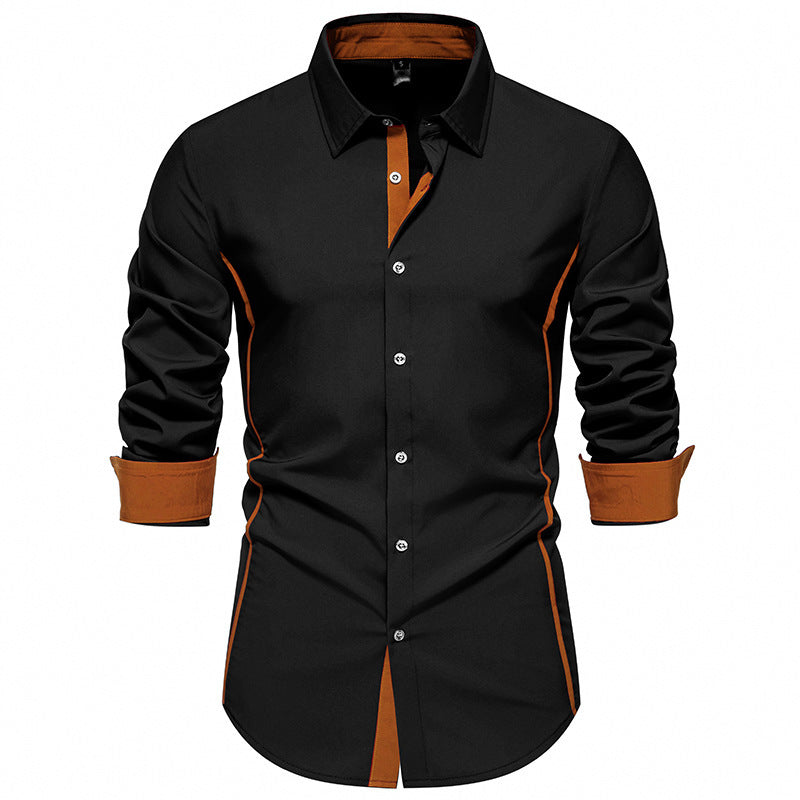 Chemise Homme Manches Longues Détails Contraste Modernes