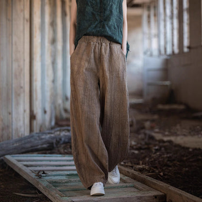 Damen Leinenhose Weit Bequem Sommer - IdealeKleiden