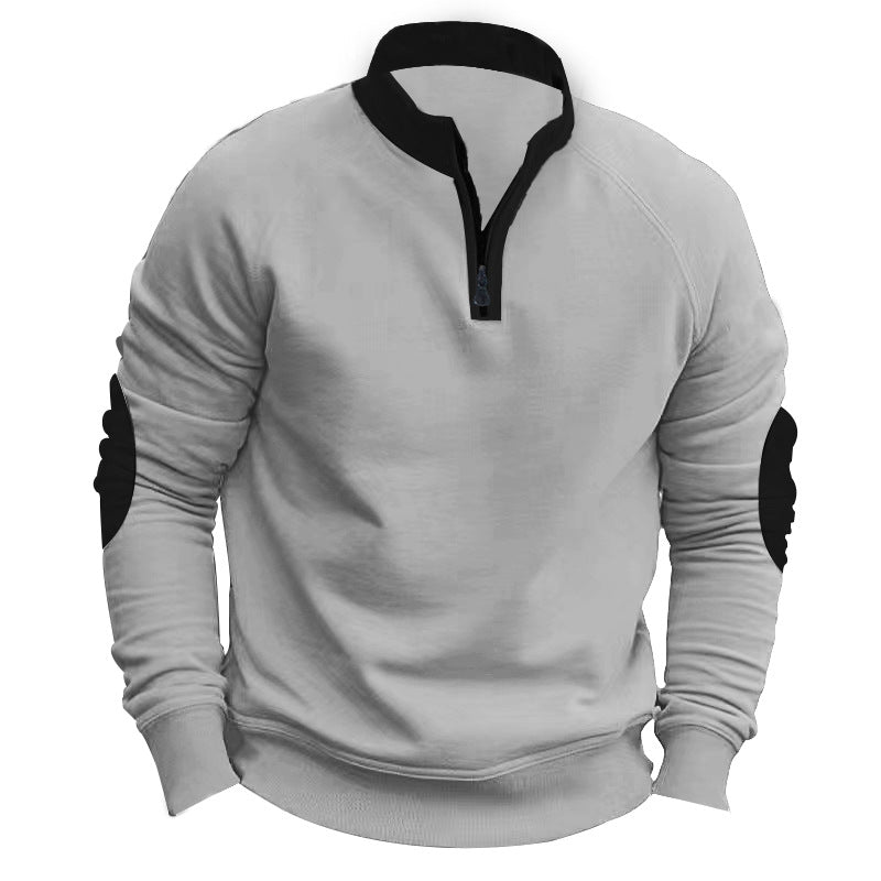 Pull de sport pour homme avec quart de zip, manches contrastées, moderne