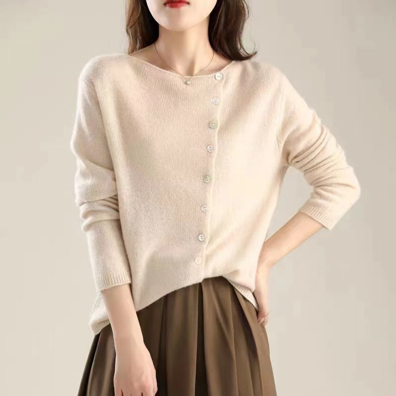 Pull élégant à manches longues avec boutons pour femme