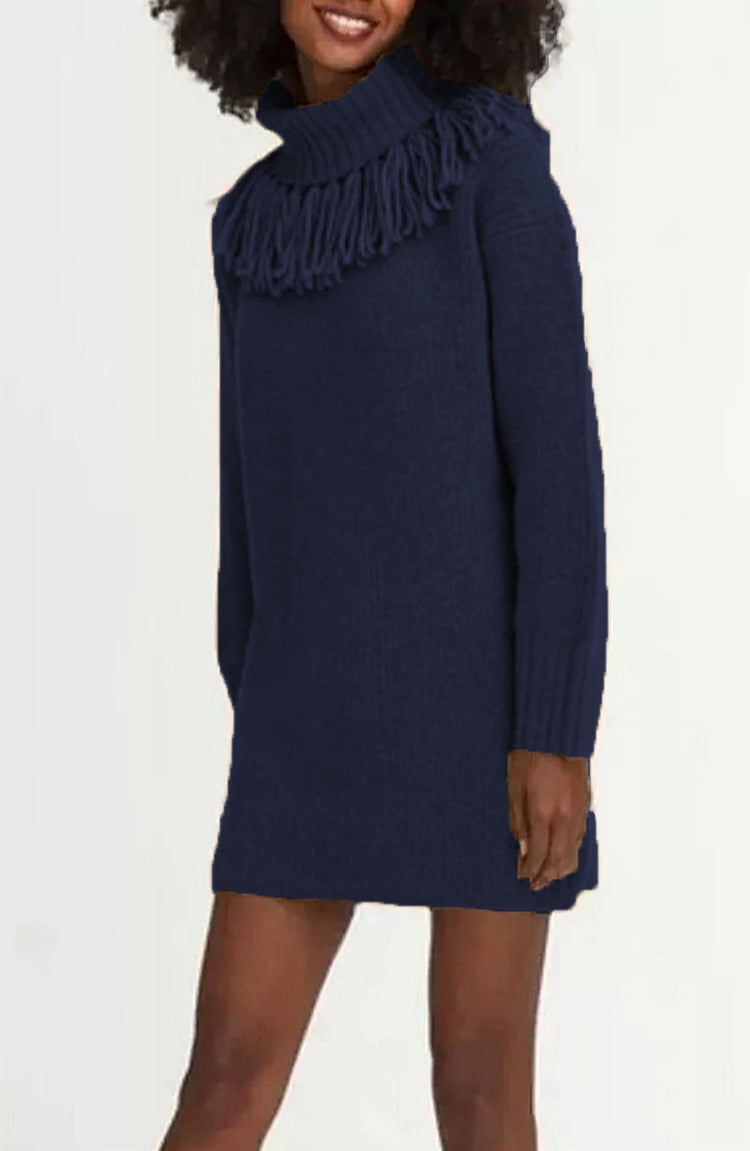Robe pull élégante à col roulé pour femme