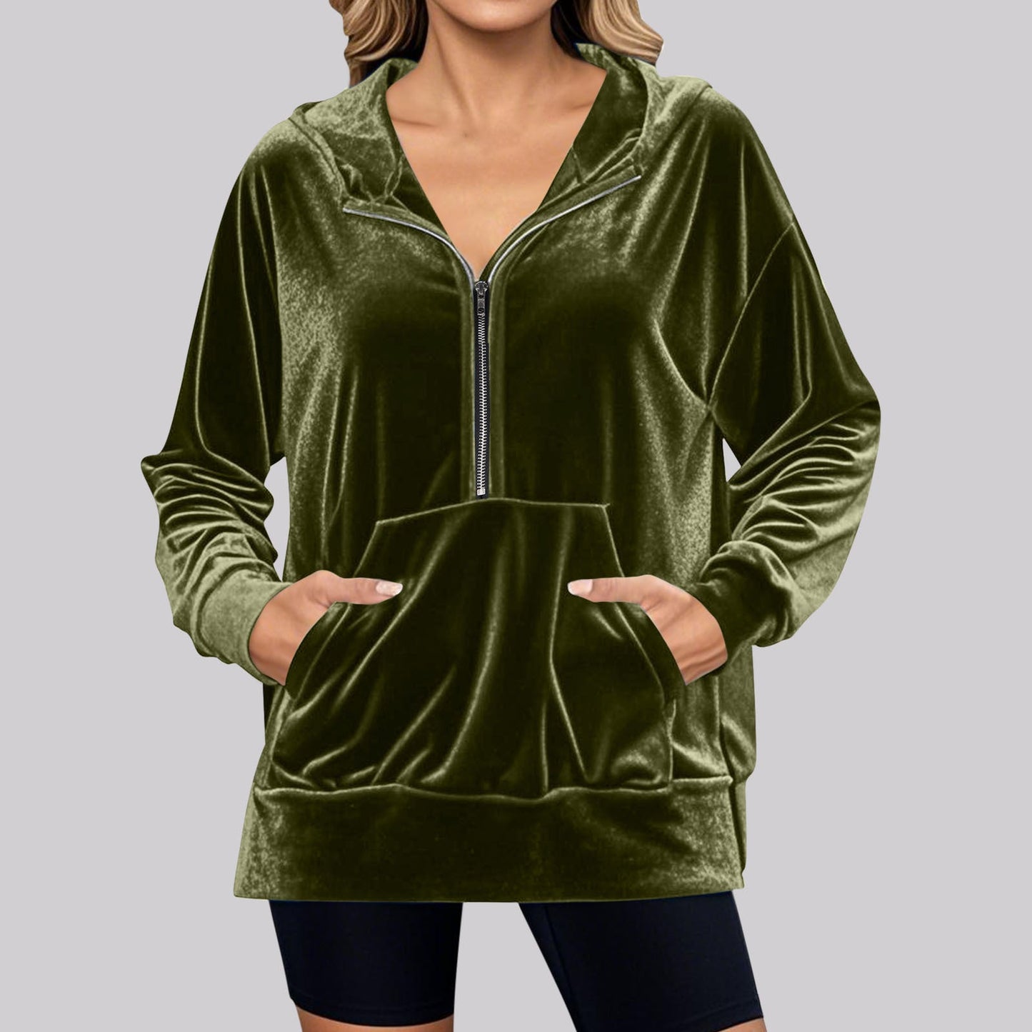 Sweat à capuche polaire douillet pour femme avec poches