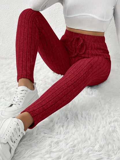 Pantalon de jogging en polaire doux côtelé pour femme
