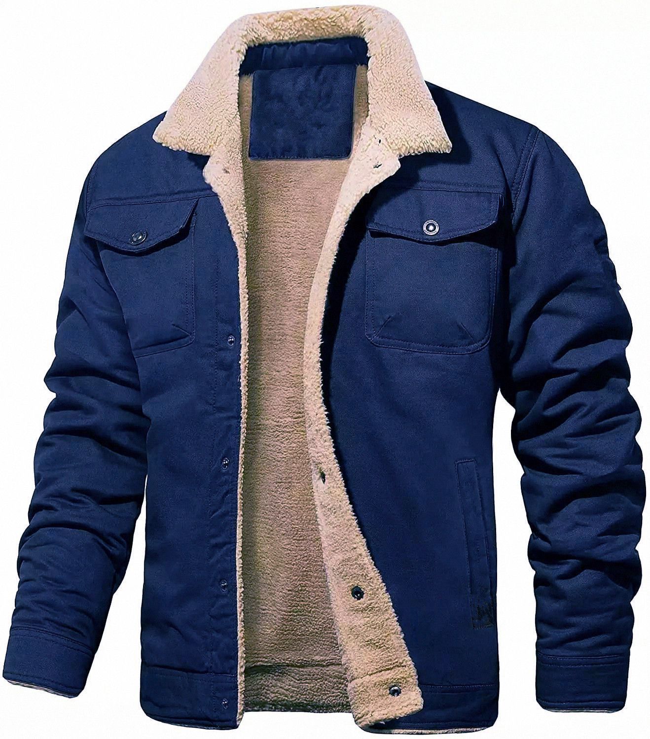 Veste d'extérieur pour homme chaude et isolée avec col rabattu