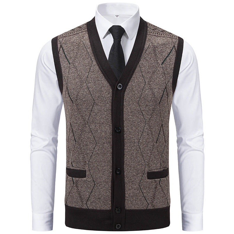 Gilet en tricot pour homme moderne et raffiné avec poches