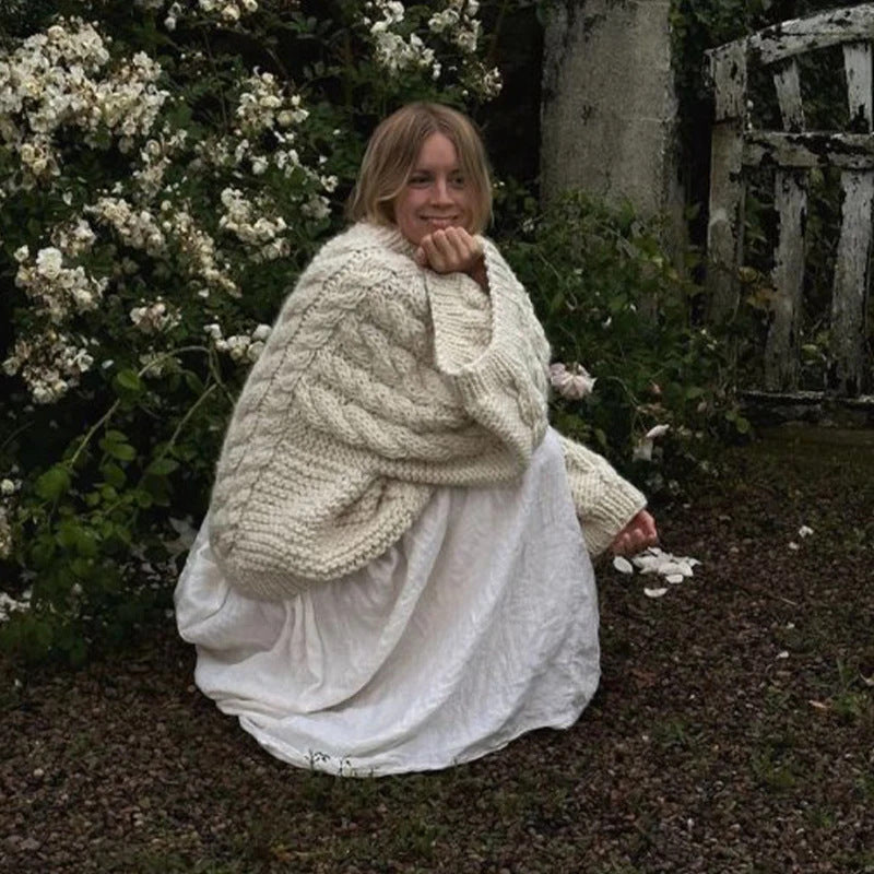 Grands pulls femme tricotés doux à torsades