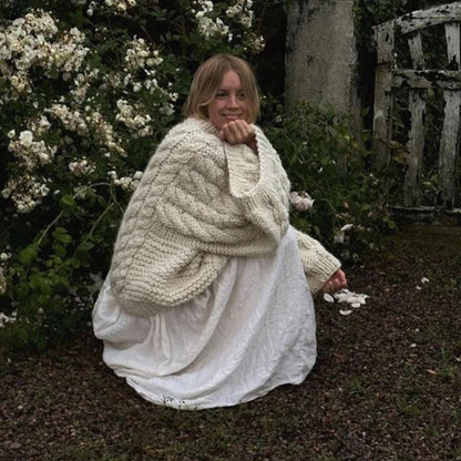 Grands pulls femme tricotés doux à torsades