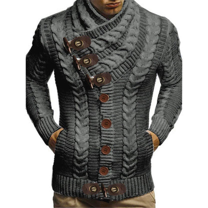 Gilet en grosse maille pour hommes, boutons modernes