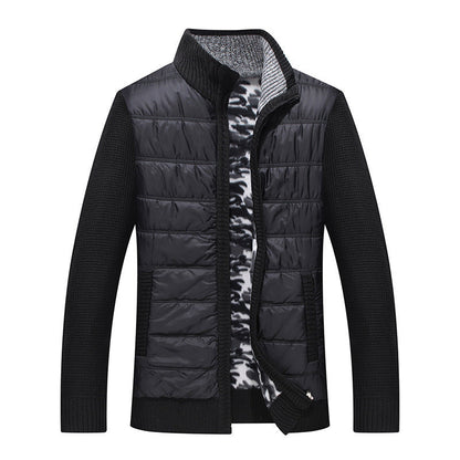 Herren Steppjacke Warm mit Strickärmeln und Hochkragen - IdealeKleiden