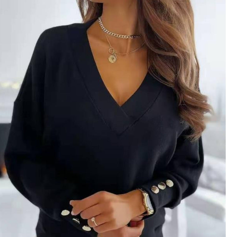 Pull pour femme Manches larges Tissu doux Décontracté