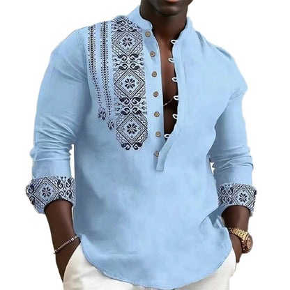 Chemise homme manches longues style ethnique moderne