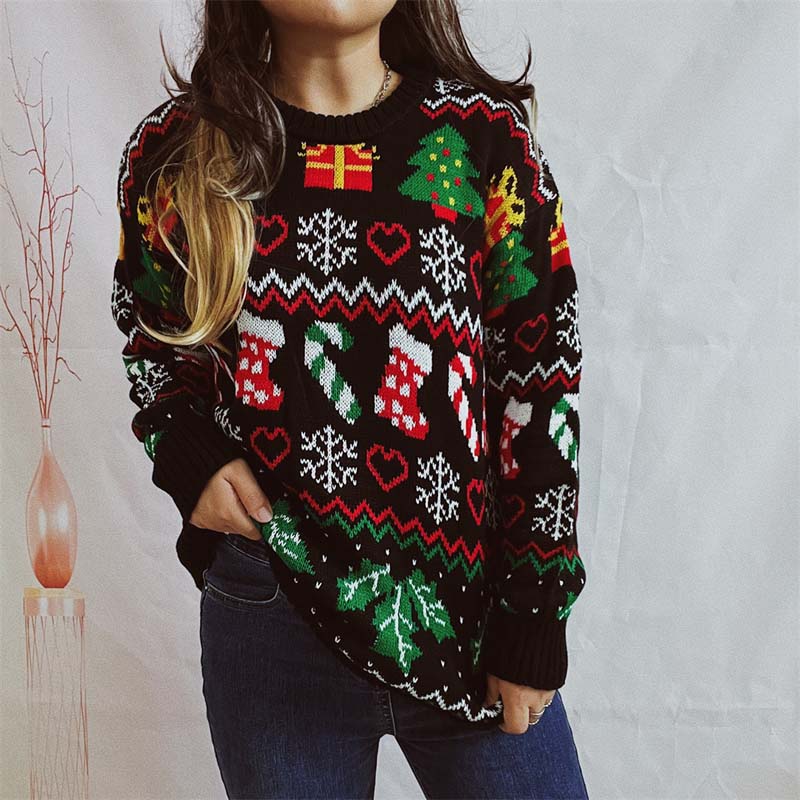 Pull de Noël tricoté à motif flocon de neige