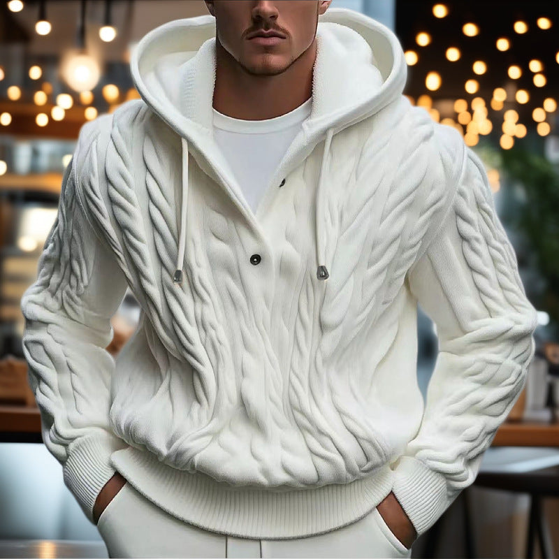 Herren Strickpullover Kapuze Bequem Warm - IdealeKleiden