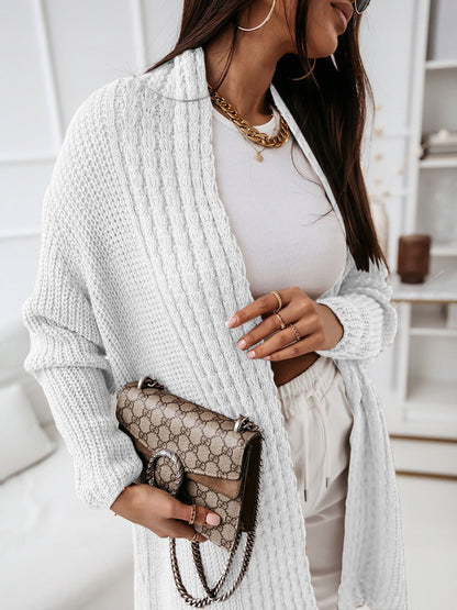 Gilet en tricot à manches longues, aspect laineux, ample et lacé