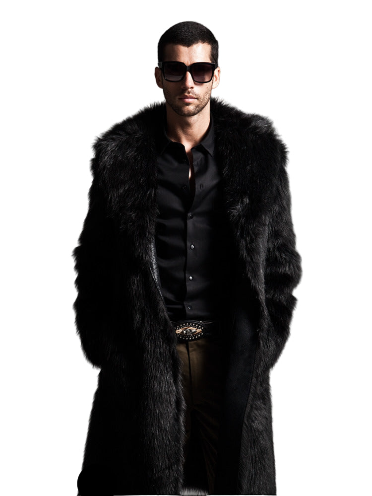 Manteau Homme Peau d'agneau Élégant Garniture en fourrure volumineuse