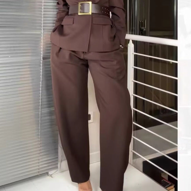Damen Anzughose Elegant Bequem Falten Design - IdealeKleiden