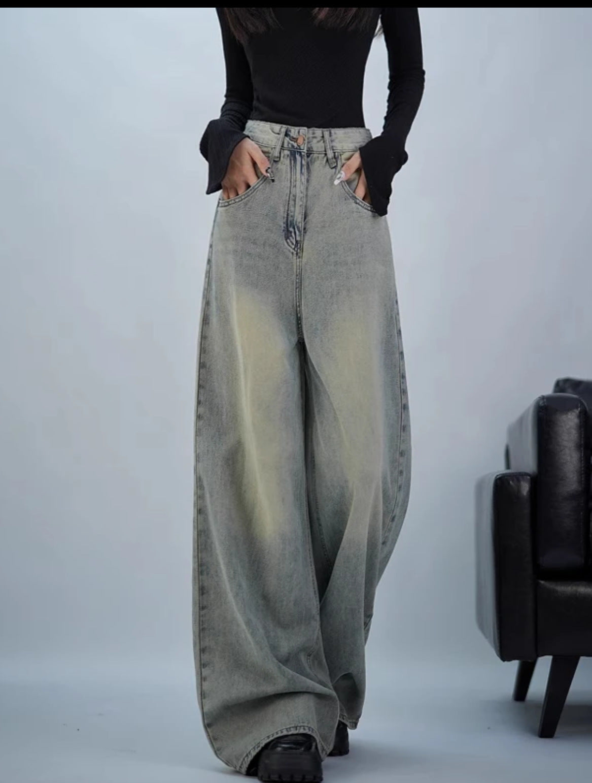 Jeans Femme Mode Qualité Supérieure Confortable Jambe Large
