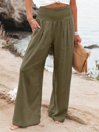Pantalon ample en lin pour femme effet jupe-culotte