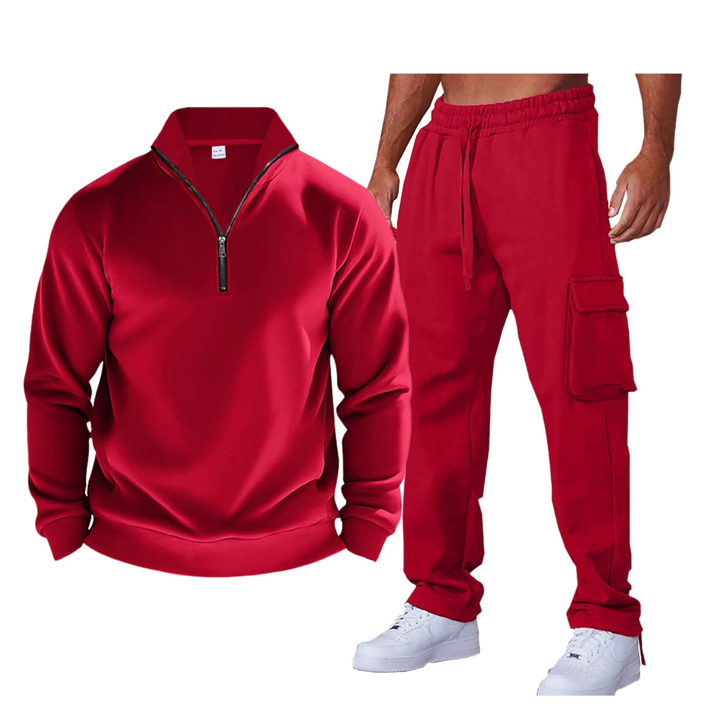 Survêtement de sport pour hommes Pratique Col zippé Poches latérales
