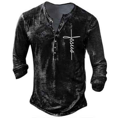 T-shirt manches longues homme imprimé graphique tendance décontracté