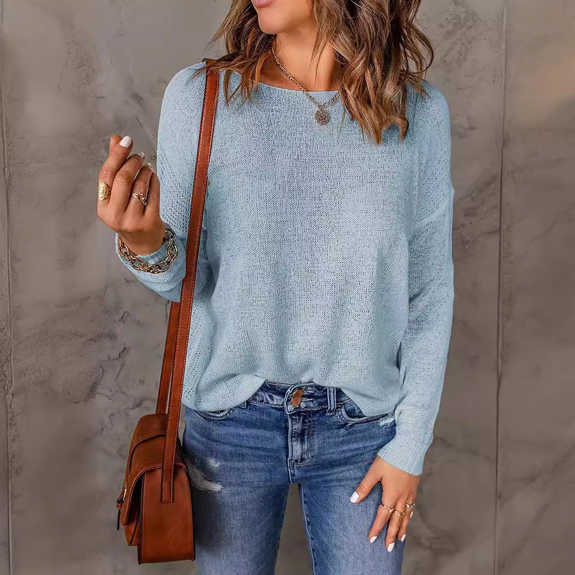 Damen Pullover Grobstrick Weit Geschnitten V-Ausschnitt - IdealeKleiden