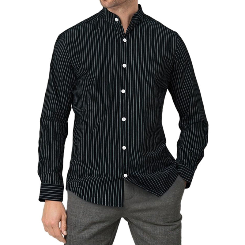 Chemise homme moderne rayée col montant élégant