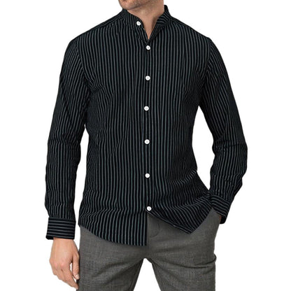 Chemise homme moderne rayée col montant élégant
