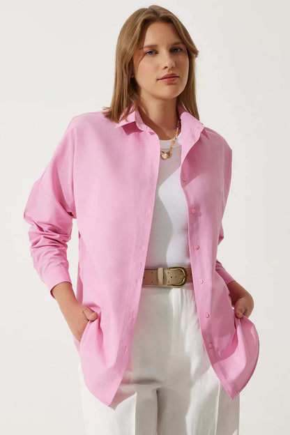 Blouse ample coton manches longues confort