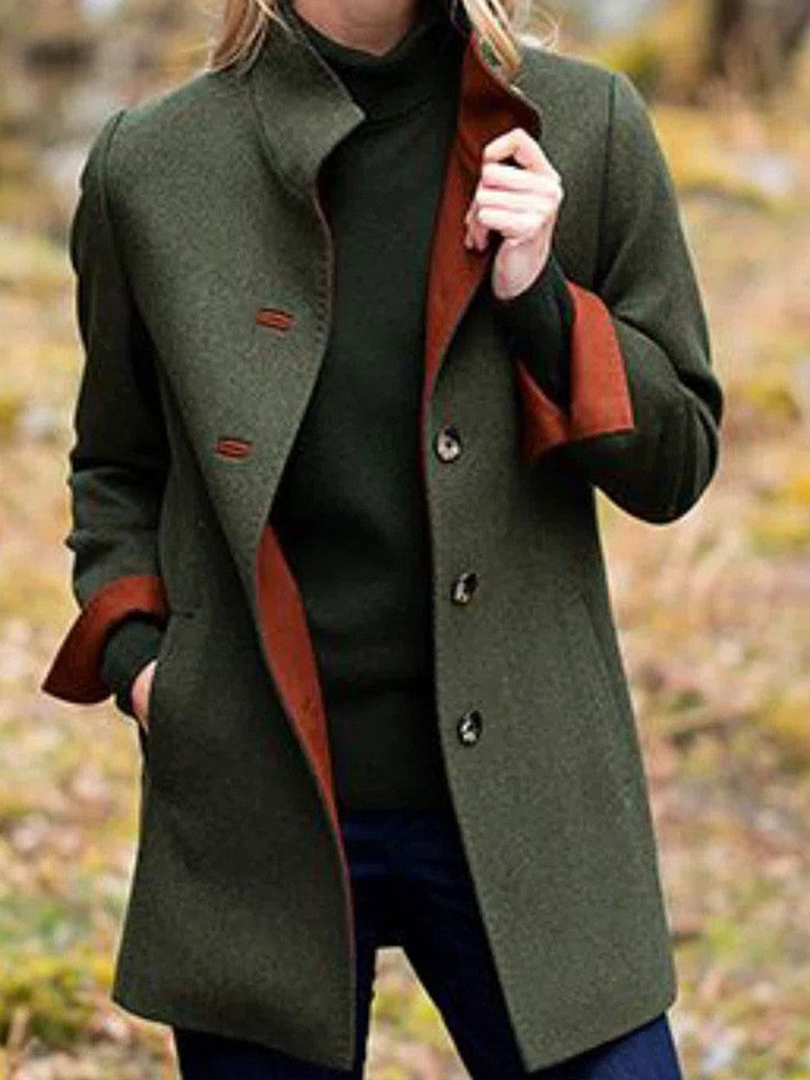 Manteau en laine élégant pour femme avec double boutonnage, mode hivernale