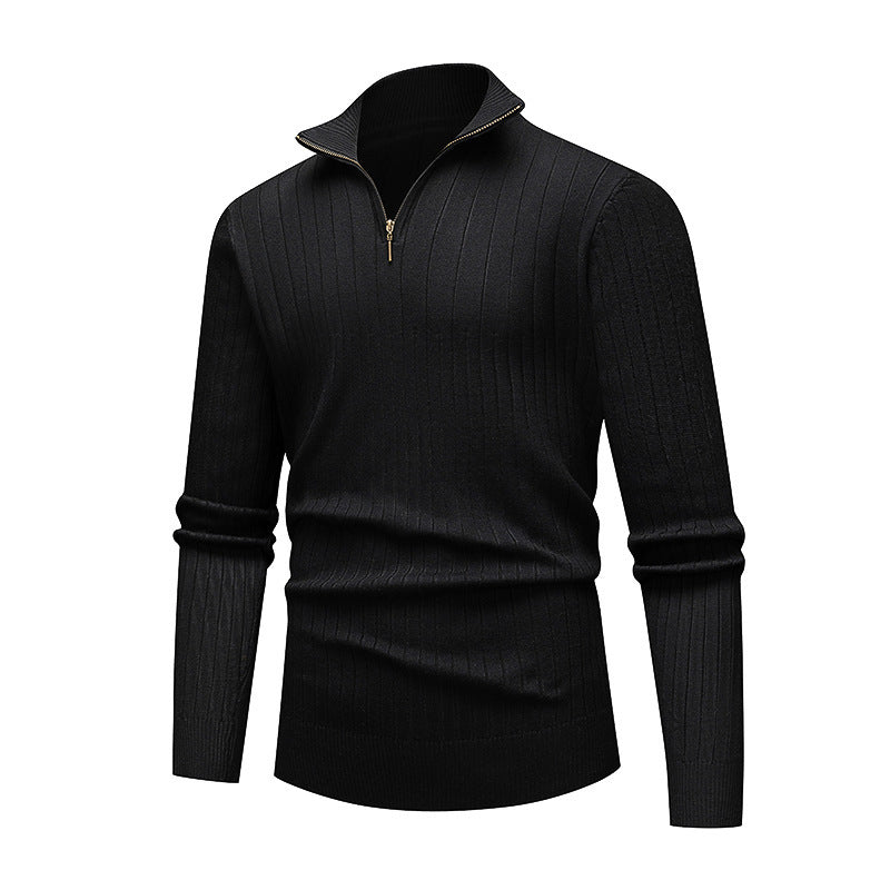 Pull tricoté homme col montant moderne fermeture éclair qualité