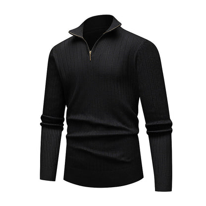 Pull tricoté homme col montant moderne fermeture éclair qualité