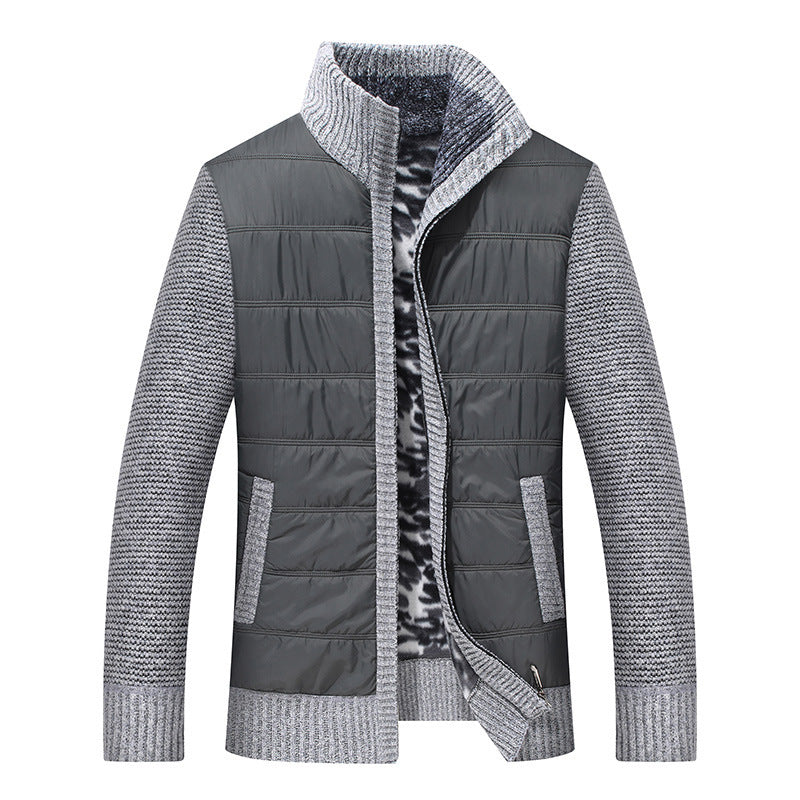 Doudoune homme chaude avec manches en tricot et col montant